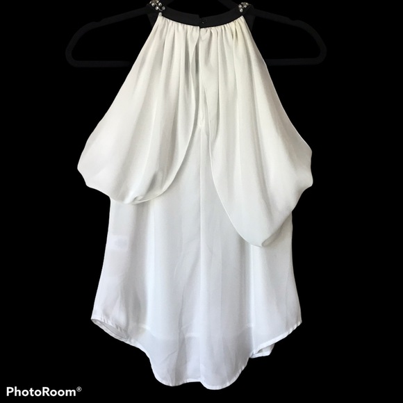 New York & Co. Women Beaded Ruffle Halter Top S - Picture 2 of 12